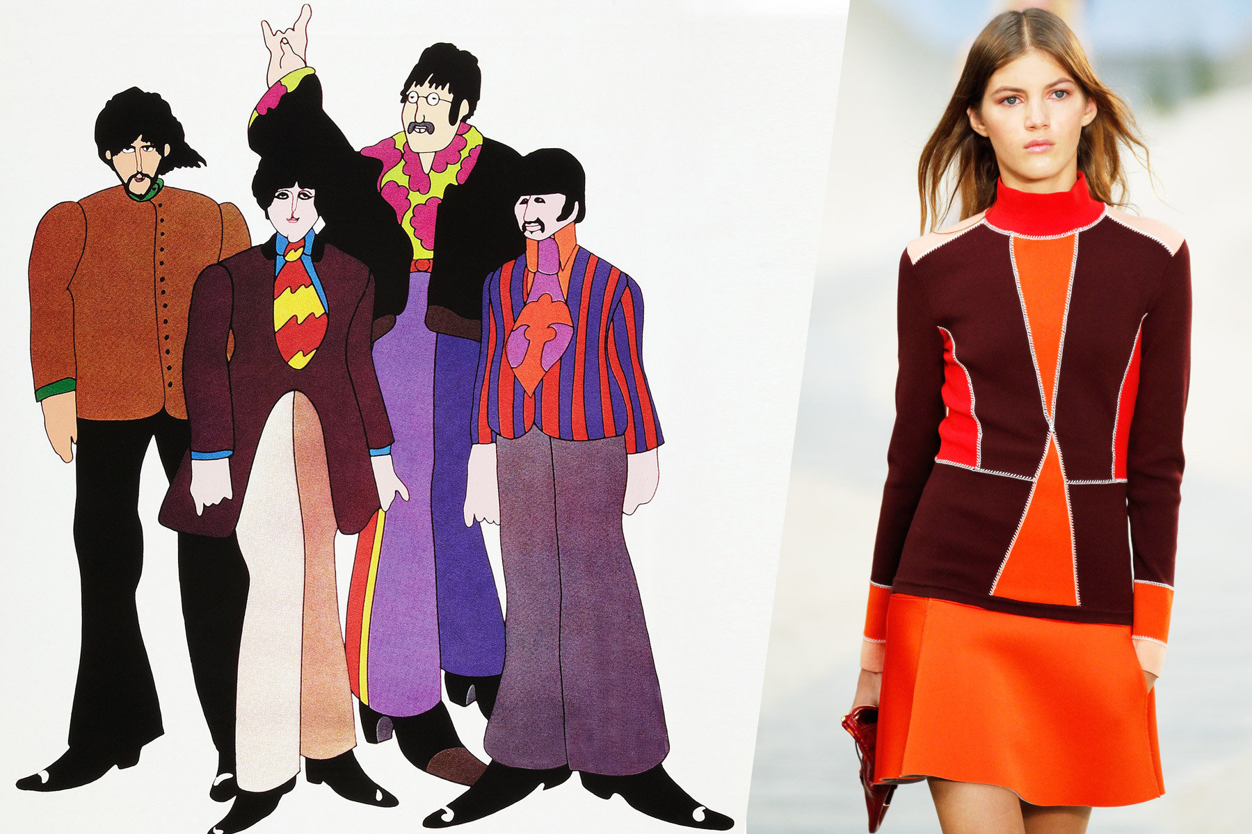 The Beatles from Yellow Submarine with a model on the Tommy Hilfiger Spring 2014 runway