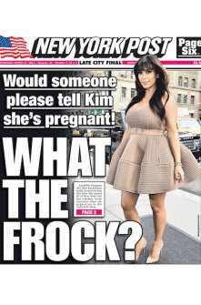 NY Post Cover Kim Kardashian Pregnant