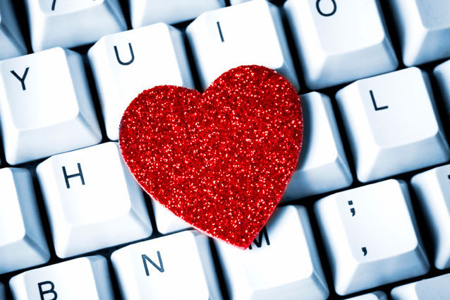 a glittery heart on a laptop