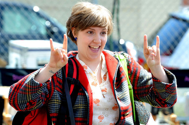 Lena Dunham filming on location for Girls