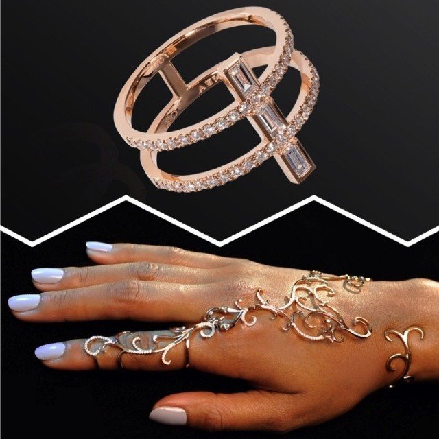 Dionea Orcini Linee Misteriose Diamond Mini Ring and Forbidden Hand Bracelet
