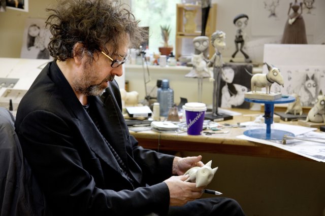 Tim Burton on Frankenweenie Set