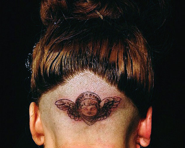 Lady Gaga cherub tattoo