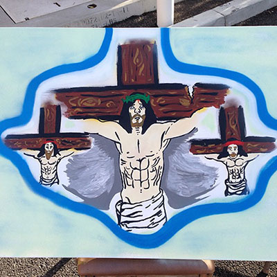 chris brown jesus painting