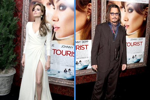 Angelina Jolie and Johnny Depp at The Tourist Premiere